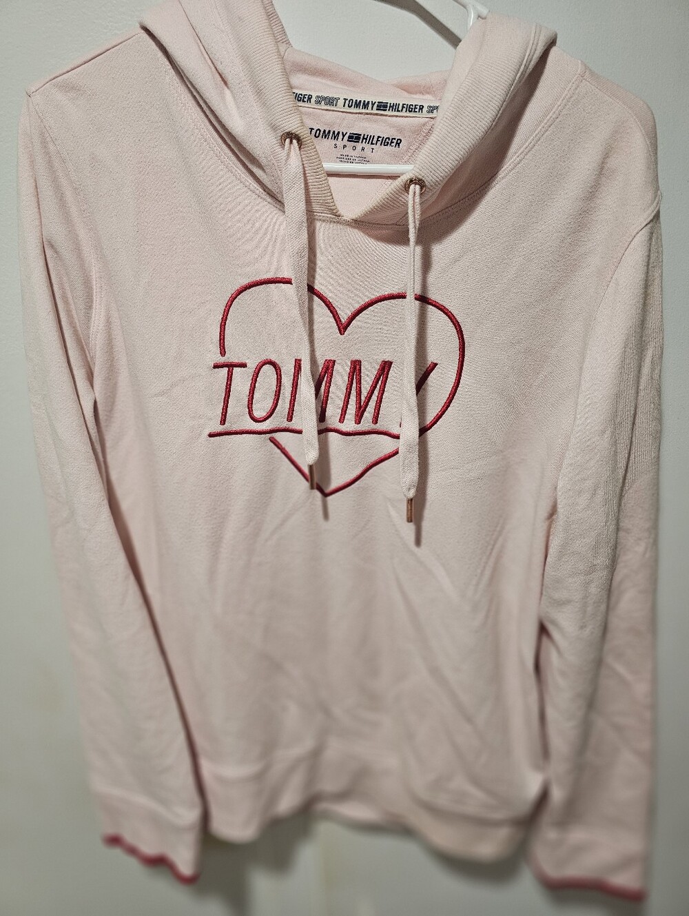 Tommy Hilfiger Sport Womens Pink Embroidered Heart Logo Hoodie Pullover XXL